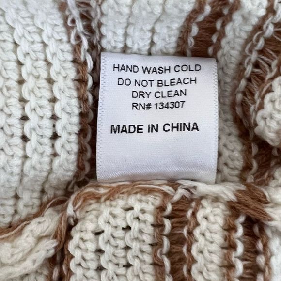 LUMINERE Womens Sz M Striped Sweater Cream and Tan NWT - Picture 8 of 9